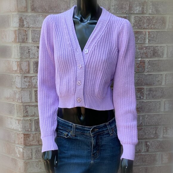 Jessica Simpson 1x1 Rib Stitch Knit Long Sleeve Cropped Sweater Sz S - Picture 1 of 14